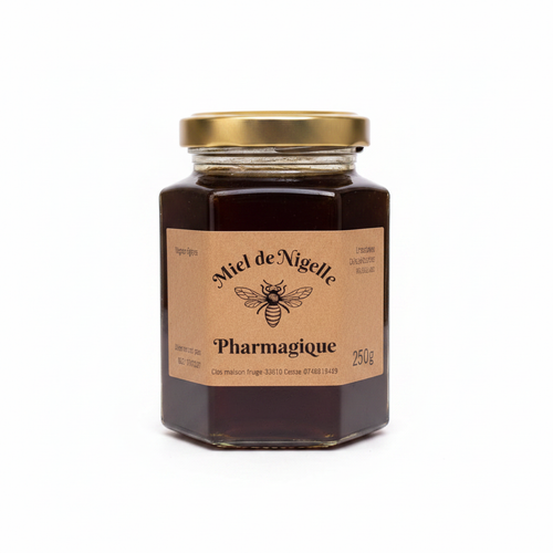 Pot de Miel de Nigelle d'Égypte Pharmagique 250g sur fond blanc